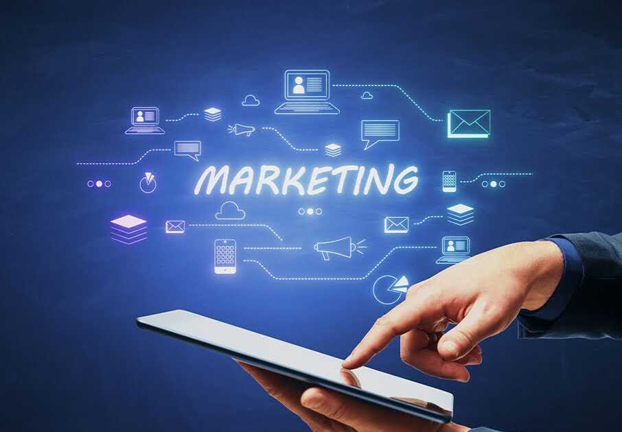 Businessman Using Tablet to Explore Digital Marketing and LLM Integration